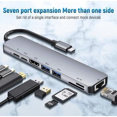 USB C HUB USB 3.0 HUB HDMI-compatible RJ45 Adapter With PD Fast Charge SD TF Card Reader Type C HUB Multi Splitter