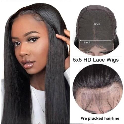 Beauty Queen 5X5 Lace Closure Wig Human Hair Wigs 13x4 Lace Front Wigs Preplucked Bone Straight Human Hair Wigs With Baby Hair