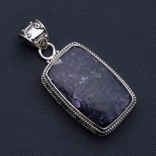 Natural Charoite Punk Style 925 Sterling Silver Pendant 2" P0676
