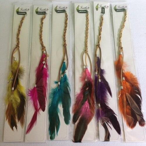 Fashion Women Multi-color Feather Hair Extension Single Clip in Hairpieces Braid Hair Accessories Feathers Hair Tassel Headdress