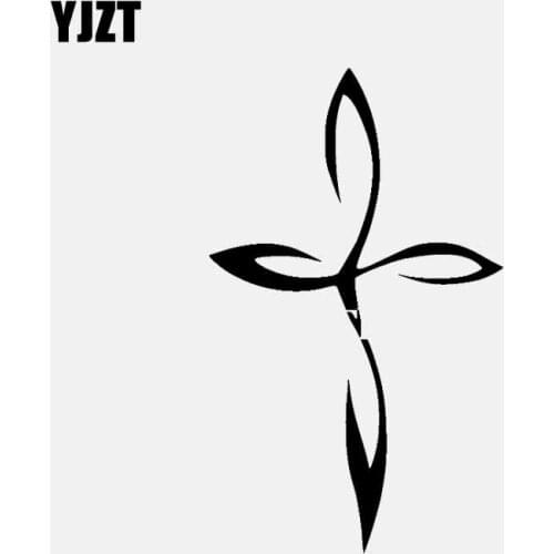 YJZT 7.9CM*12.7CM Cross Vinyl Decal Car Sticker Christian Crucifix Blessed Jesus Faith Black/Silver C3-1393