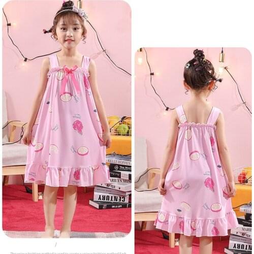 Sling Nightdress Little Teen Girl Pajamas Dresses Children Cartoon Summer Nightgown Home Clothes Kids Sleepwear Baby Night Dress