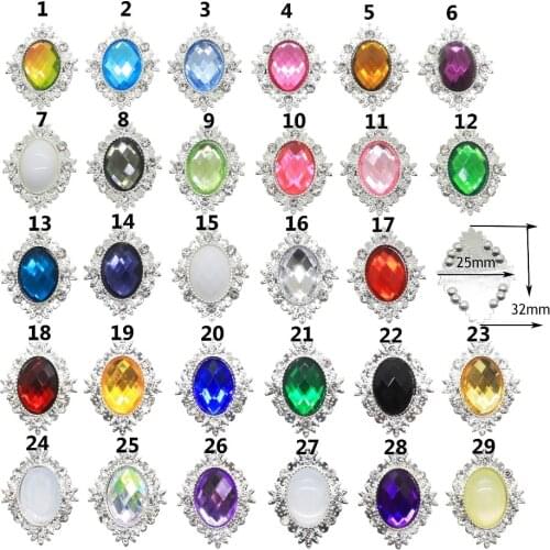 NEW 29 colours 10pcs Metal Acrylic buttons DIY Diamond Rhinestone button Flat back Invitation gail hair bowknot Flower Accessor