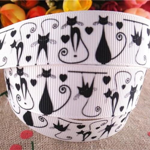 New arrival 7/8'' 22mm 5 yards cat printed grosgrain ribbon cartoon ribbons cloth tape hair accessories WQ032225