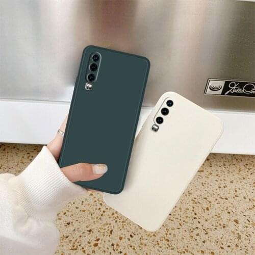 Original Square Liquid Silicone Cute Case For HUAWEI P40 P50 P30 Mate40 Camera Lens Protect Soft Phone Back Cover Mate30 Nova8
