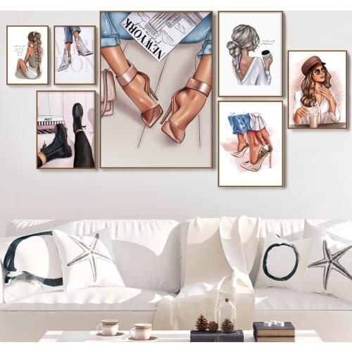 Makeup Poster Fashion High Heels Canvas Painting Art Print Salon Beauty Decoration Artwork Wall Picture Girl Bedroom Decor