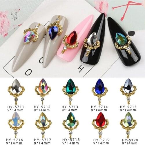 20pcs Charm Crystal 3D Nail Art Decorations Alloy Pendant Diamond Rhinestones Water Drop Design Jewelry Manicure Accessories