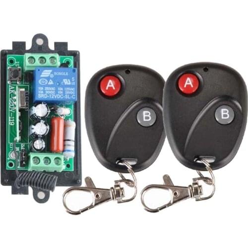 Receiver&2Transmitter 220V 1CH RF Wireless Remote Switch Light Lamp LED SMD ON OFF Switch Wireless 10A Momenrary Toggle Latched