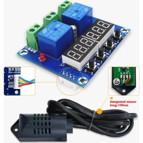 DC 12V Temperature and humidity control Temperature controller thermostat humidistat with Sensor For 220v electric appliance