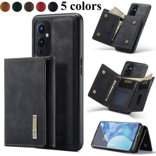 Retro Magnetic tri-fold Wallet Leather Flip Case For OnePlus 9 Pro 9R Phone Coque Cover Etui Hoesje Bag