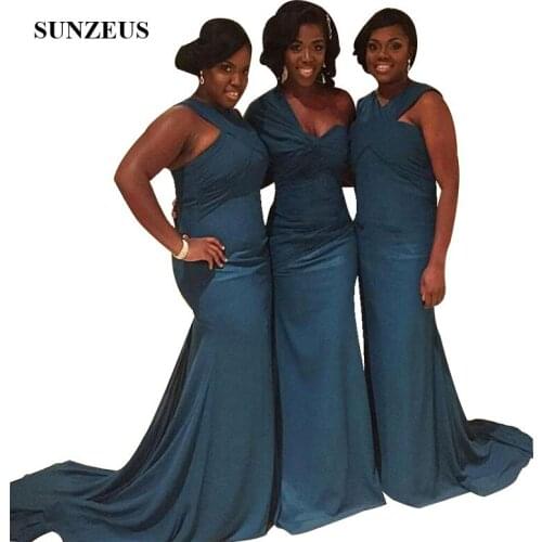 Mermaid Long Chiffon Bridesmaid Dresses Elegant Simple Black Girls Wedding Guest Dress African Women Party Gowns