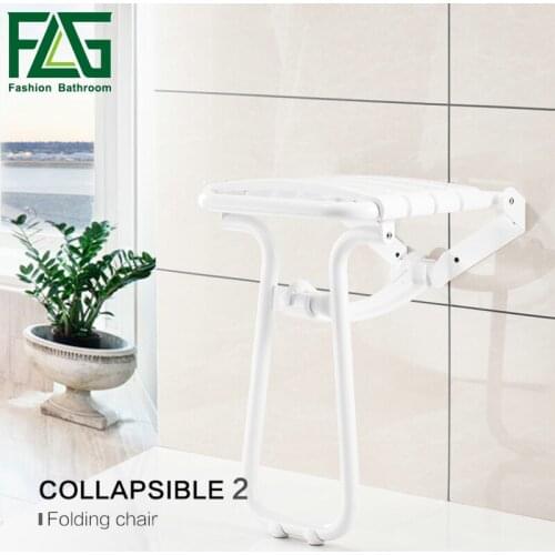 FLG Wall Mounted Shower Seats With Legs WaterProof Relaxation Shower Chair Fold Up Bath Shower Seat G202-28W
