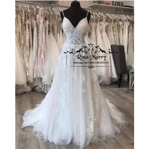 Modest Plus Size Boho Cheap Wedding Dresses 2020 Vestidos De Novia A Line Vintage Lace Country Beach Backless Cheap Bridal Gowns