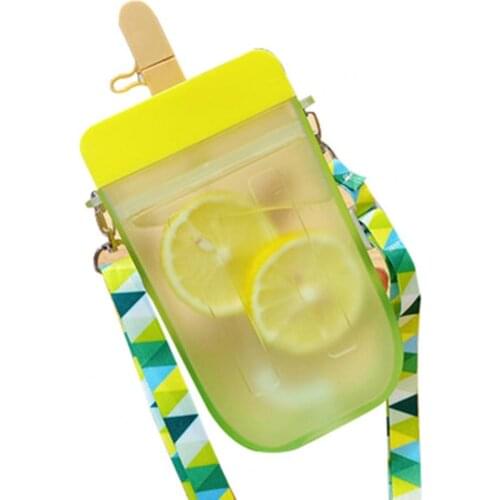 300ml Women Men Straw Cup Portable Strap Sealing Transparent kids Students Office Drinking Water Bottle