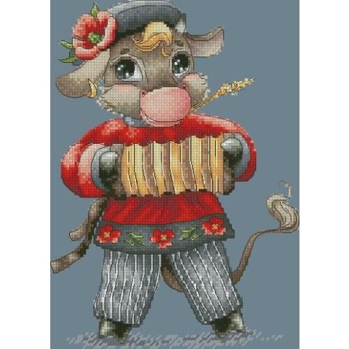 Stich Cross Stitch Kits Play the accordion 27-33 Counted cross stitch Needlework Embroidery Cross-Stitching