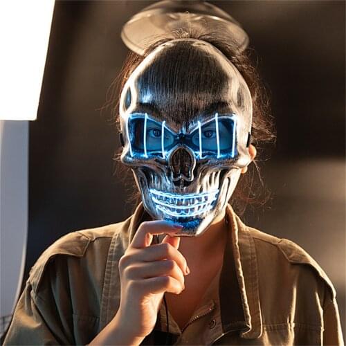 LED Halloween Face Mask Luminous Skull Cold Light Masks Dance Party Bar Disco Mask Accessories Gifts Halloween Masks In Stock