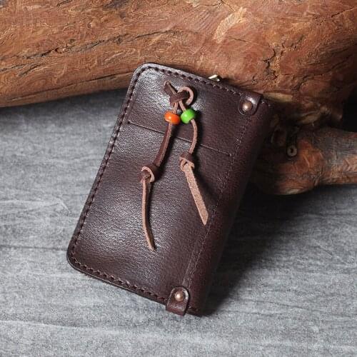 Genuine Leather Oxhide Clip Vintage Men Card Holder Multi-function Document Bag Crazy Horse Style Top Layer Leather Mens Clip