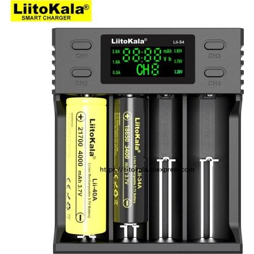 Liitokala Lii-S2 Lii-402 Lii-S4 Battery Charger, Charging 18650 18350 18500 16340 10440 14500 26650 1.2V AA AAA NiMH Battery
