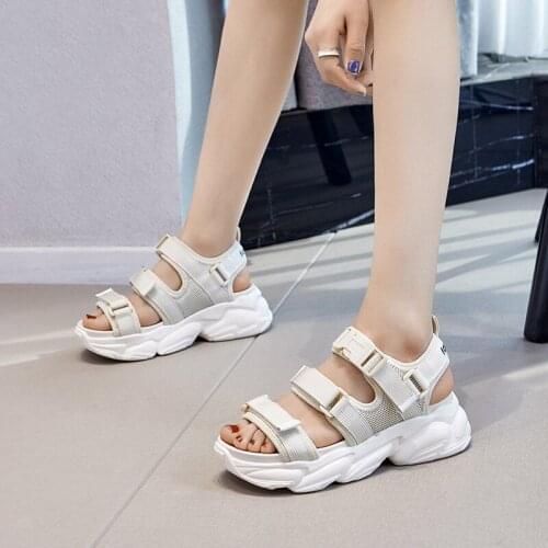 6CM Gladiator Platform Womens Sandals 2021 Summer Fashion Women Chunky Beach Sandal Denim Comfortable Peep Toe Sandalias