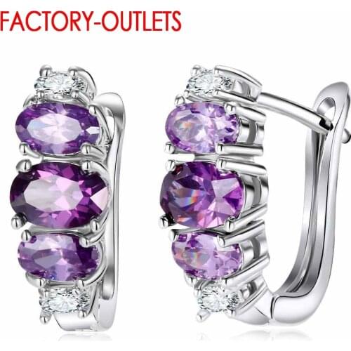 Cubic Color Earrings Zirconia Stone Crystal Masquerade Friendship Accessories Wedding Dance Party 925 Sterling Silver For Women