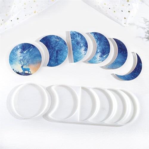 Starry Lunar Eclipse Resin Mold Astronomy Crescent Moon Phases Silicone Mould Casting UV Resin Molds Moon Coaster DIY Craft Tool