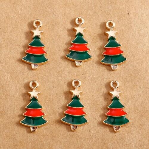 10pcs 10*20mm Enamel Stars Christmas Trees Charms for Jewelry Making Cute Drop Earrings Pendants Necklaces DIY Crafts Supplies