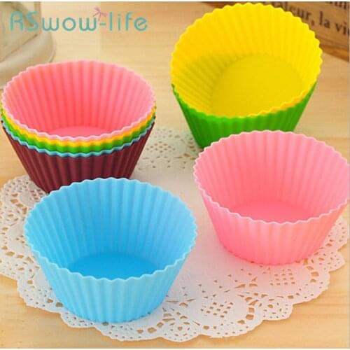 10Pcs Silicone Muffin Cup High Temperature 7cm Round Silicone Muffin Cup Baking Cake Mold For Bakery Tools