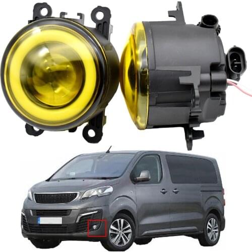 2PCS COB LED Fog Light Angel Eye Daytime Running Lamp DRL H11 12V For Peugeot Traveller 2016 2017 2018 white yellow