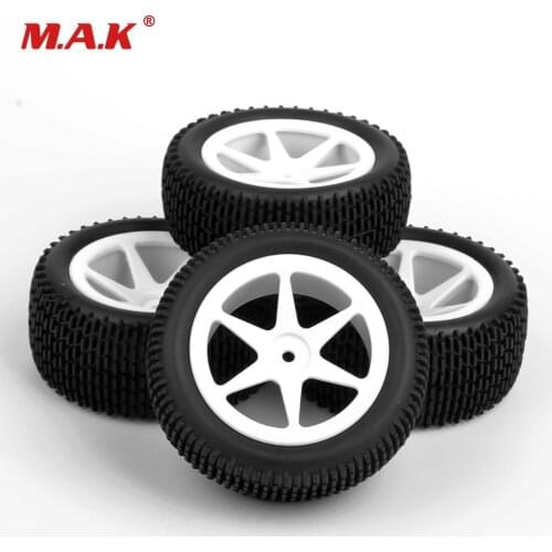 4pcs/set 12mm hex buggy tires front&rear rubber tyre wheel rim 25034+27013 fit for RC 1:10 off-road buggy car toys accessories