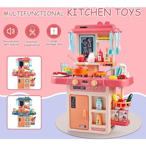 42Pcs/Set Kid Kitchen Toys Simulation Kitchen Toy Spray Water Dinnerware Pretend Play Kitchen Cooking Table Set Childrens Gift