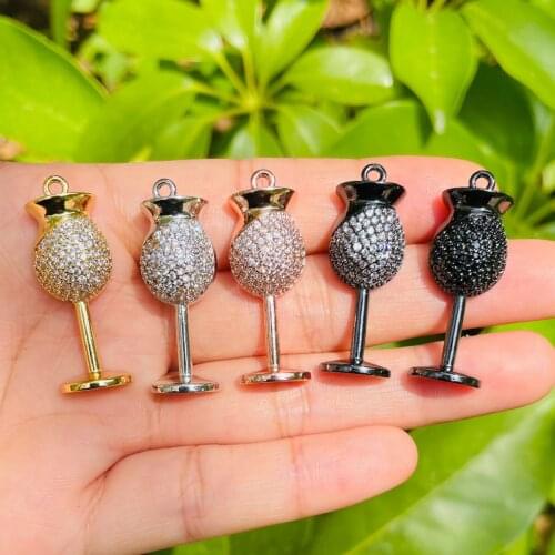 5pcs Fashion Wine Glass Charm for Women Bracelet Necklace Making Trendy Pendant for Handmade Craft Jewelry Accessory Wholesale