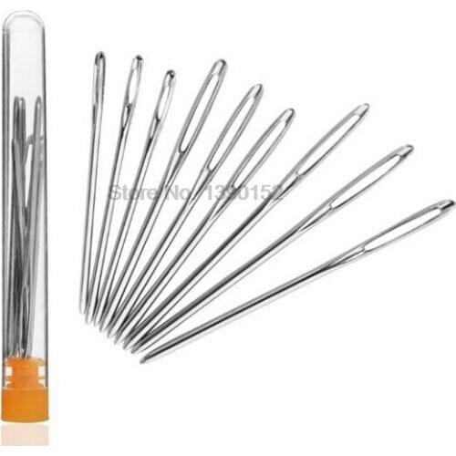 DHL 500set practical 9pcs/set Large Eye Sewing Bodkin Needles Stainless Steel Wool Sewing Embroidery