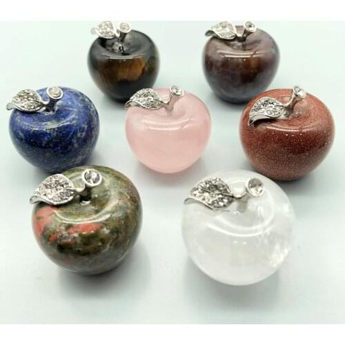 6pcs/lot 30*25mm Apple Shaped Natural Stone Pendulum Meditation Healing Christmas Gift Chakra Energy Rose Quartzs Jewelry