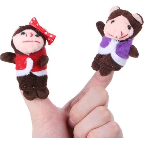 7Pcs Cartoon Animal Monkey Dolls Finger Puppets Set Mini Plush Baby Boys Girls Story Telling Hand Cloth Doll Educational Toys