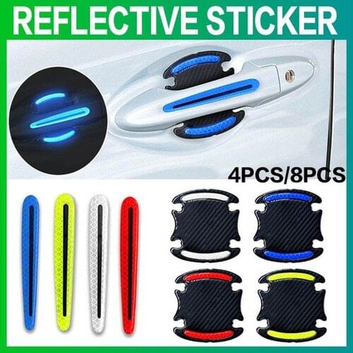 8pcs car door bowl handle reflective sticker universal protection sticker door handle body scratch anti-scratch sticker