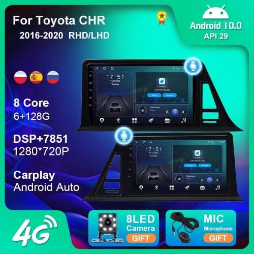 Car Radio For Toyota CHR 2016-2018 Android 9.0 Multimedia DVD Stereo Player Europe US Version BT WIFI GPS Navigation No 2 Din