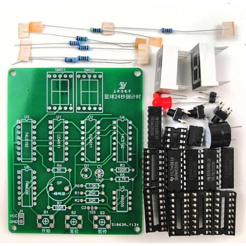 Basketball game 24-second countdown circuit Introduction to digital circuit basics Electronic production training teaching kit