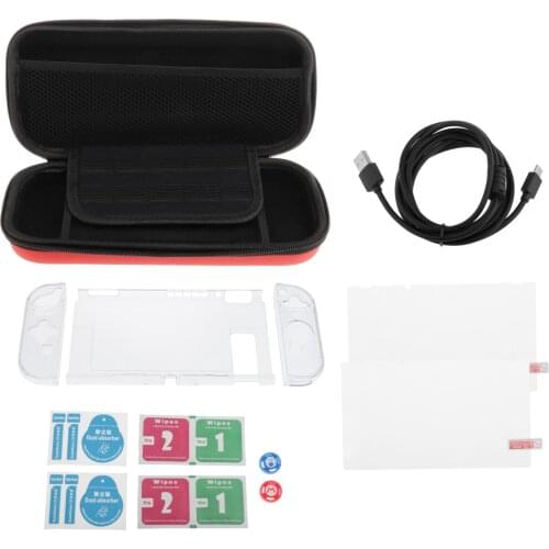 Case & Accessories Kit for Nintendo Switch, 6 in 1 Carry Case, Screen Protector, Protective Case Cover, Thumb Grips