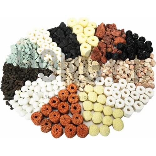 HONGYI 1 piece 500g 13 in 1 fish tank filter material biochemical ceramic ring aquarium filter ring bacterial house with net bag
