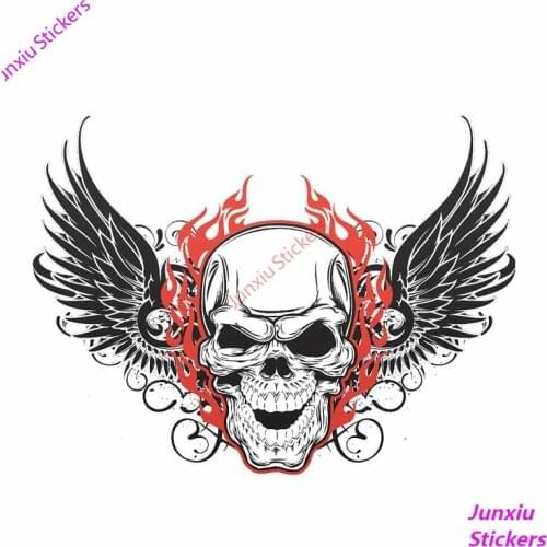 Creative Skull Wing Car Sticker Funny Body Helmet Motorcycle Bumper Trunk Voiture Course SUV Fine Decal Decor Graphic PVC12x9cm