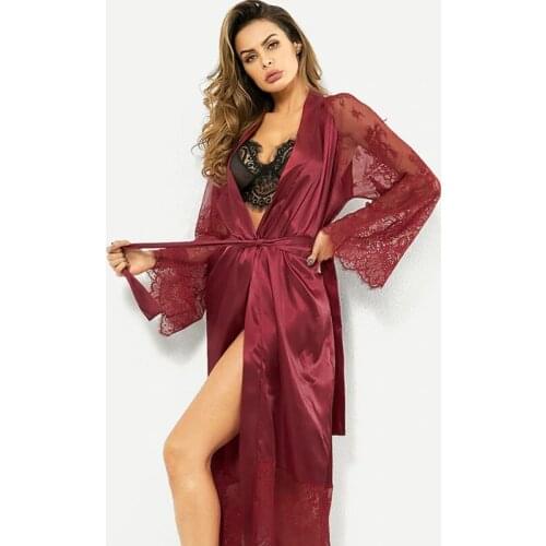 Lace V-Neck Long Sexy Nightwear Erotic Nightdress Women Night Gowns Open Crotch Sleepwear Maxi Night Dress
