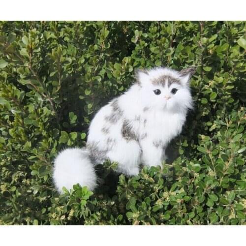 Simulation cat model,polyethylene&furs 19x15cm mixed coloured cat, sounds miaow,home decoration toy Xmas gift w4233