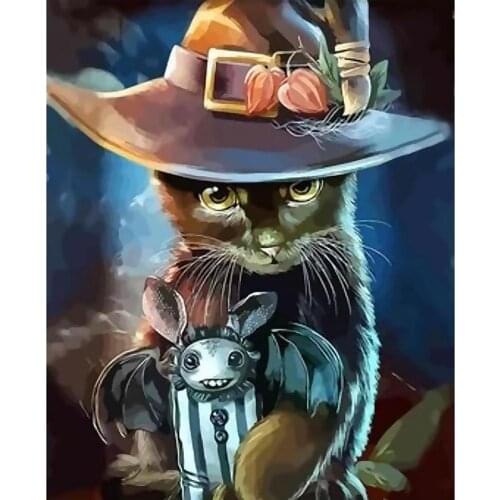 Oil Painting Peony Painting By Numbers Paint Detective cat DIY Canvas Picture Hand Painted Home Decoration Diy Frame Gift