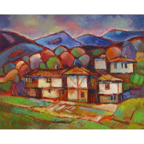 Landscape Cartoon City DIY 11CT Embroidery Cross Stitch Kits Craft Needlework Set Printed Canvas Cotton Thread Home Room