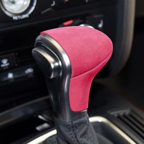 Car Gear Shift Knob Trim Alcantara Gear Shift Knob Cover Sticker Trim For A4 A5 A6 S6 A7 S7 Q5 Q7 Suede Wrapping Car Gear Shift