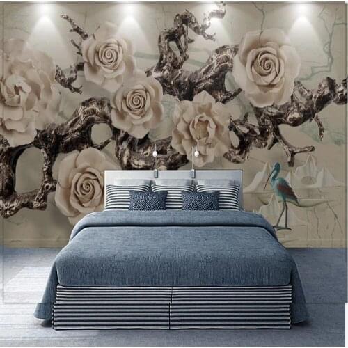 Custom 3D Wallpaper Mural 3D Three-dimensional Relief Simple Elegant Tree Flower Flower Branch Living Room Background Wall Paper