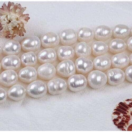 12-13mm natural white rice shape pearl wholesale freshwater loose pearl beads strand