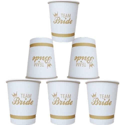 10pcs Team Bride Disposable Paper Cup Wedding Decoration Bride To Be Hen Night Bachelorette Party Decoration Bridal Shower-S