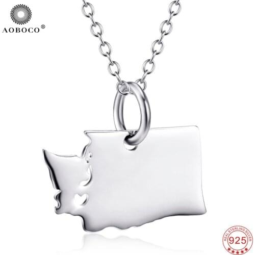 925 Sterling Silver DIY USA State Pendants Necklaces Personalized Nevada State Custom Map Necklace Chain Charm Necklace GNX8755