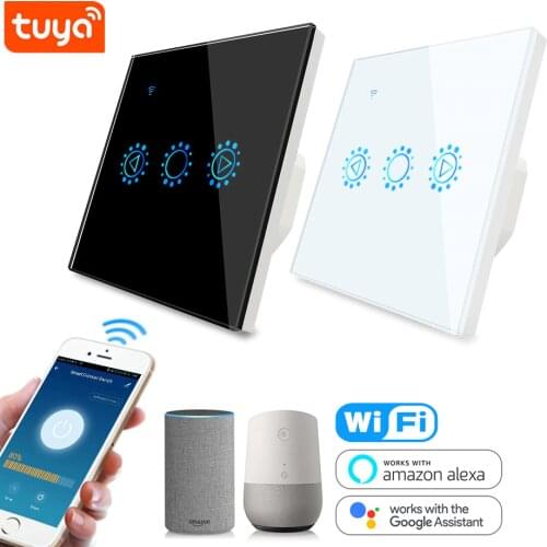 Tuya Smart Life LED Dimmer Switch WiFi Smart Light Touch Switch Dimming Compatible Alexa Google Home Dimmable 110V 220V US EU UK